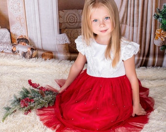 girls christmas print dress