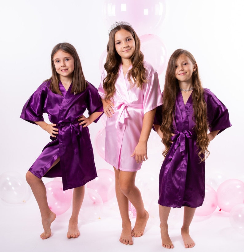 Birthday Spa Robes Kids Satin robes Birthday robes Custom Etsy