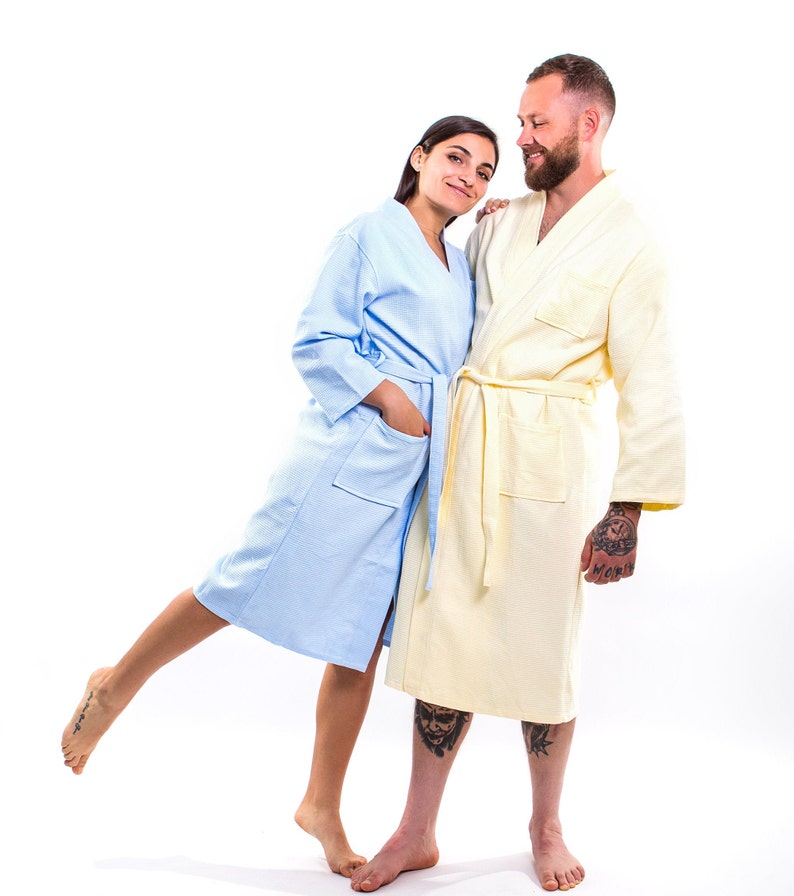 Couple Cotton Waffle Robes Matching Couple Robes Customized Etsy