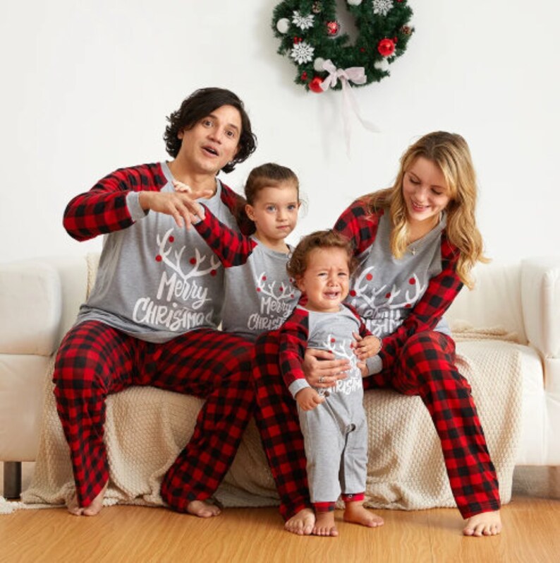 Family Matching Personalized Pajamas Moose Print Pajamas Customized Family Matching Buffalo Plaid Christmas Pajamas LAST CALL 60/% OFF