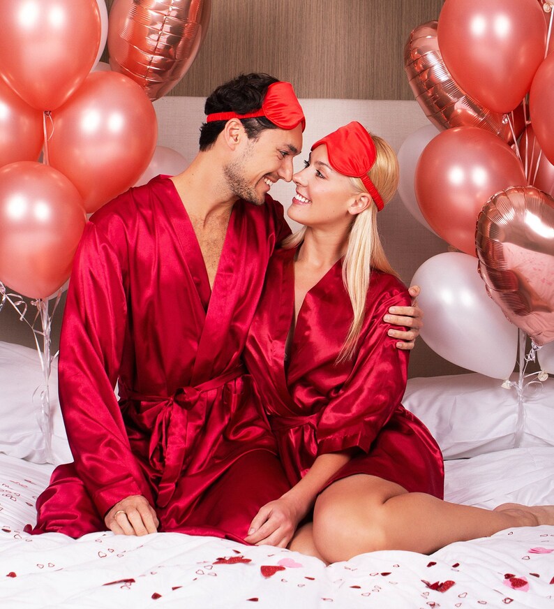 His and Hers Satin Robes Valentines Day Gift Robes for Etsy