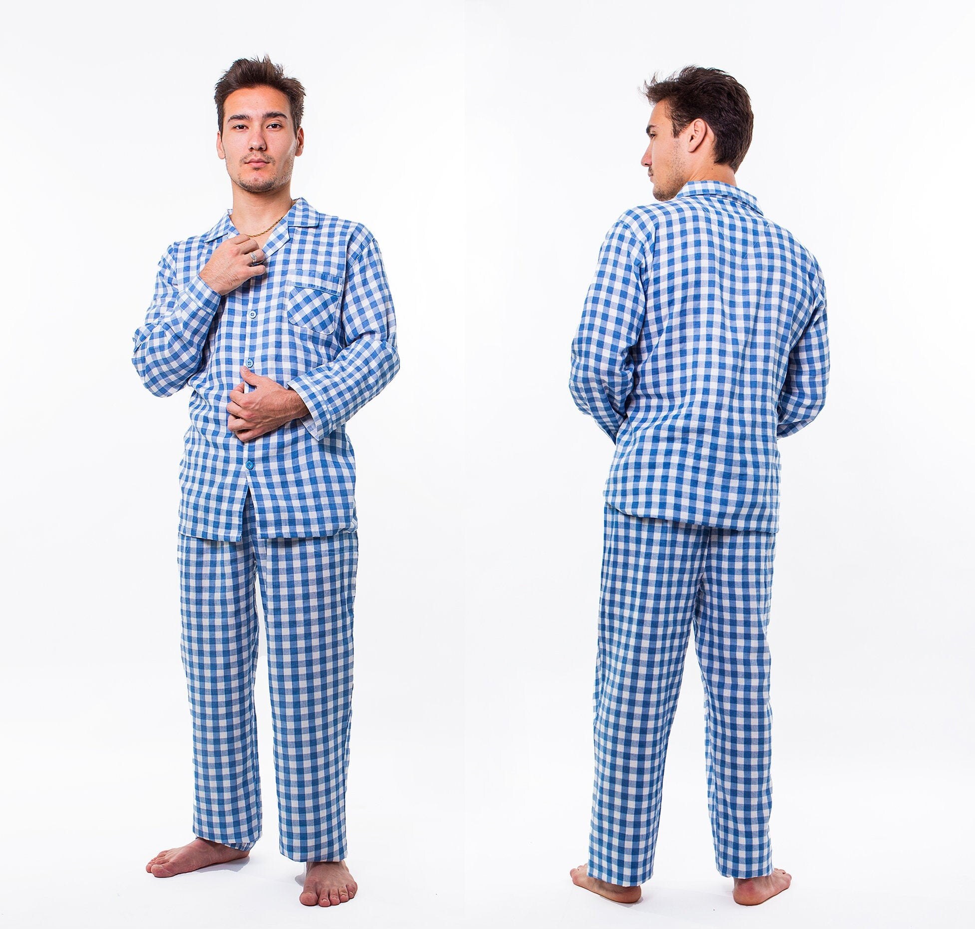 Custom Plaid 100 Cotton Pajama sets Matching Pajamas for men Etsy