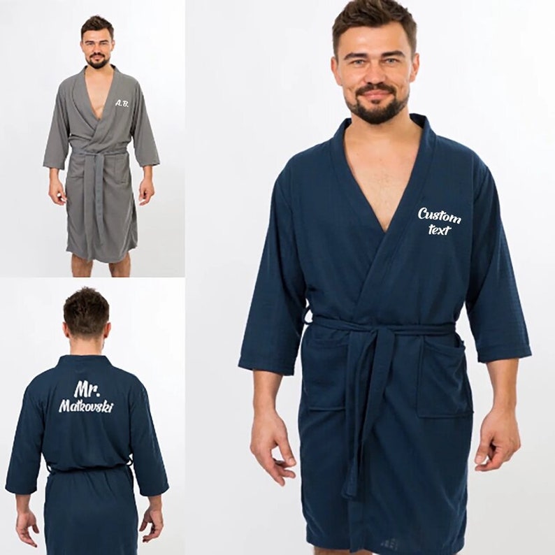 Men's Waffle Knit Customized robes Personalized Waffled Etsy