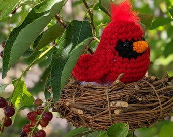 Crocheted Bird-Mini Cardinal