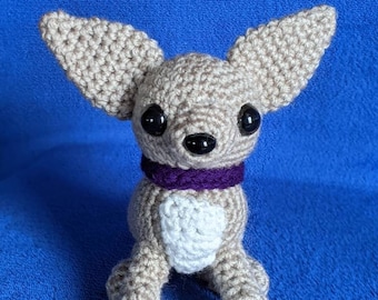 Crocheted Dog, Chihuahua Named Toby/With A Crocheted Purple Ball