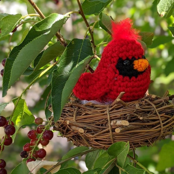 Crocheted Bird-Mini Cardinal