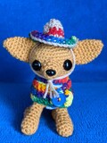 Crocheted Dog Named Tito, With A Sombrero And A Serape/Poncho
