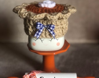 Crocheted Marshmallow Mug Hat-Pumpkin Pie