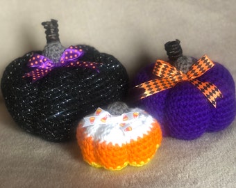 Crocheted Falloween Pumpkin Patch Pumpkins