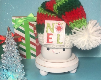 Crocheted Marshmallow Mug Hat-“Noel Christmas” Beanie Hat