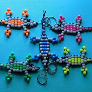 Neon And Gray Colored Lizard Keyrings