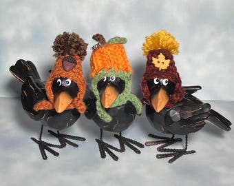 Judgemental Crows Fall Crocheted Hats: