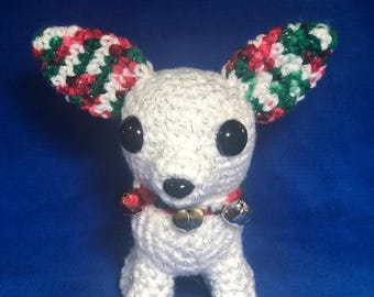 Crocheted  Dog, Glitter Colored Chihuahua Named “Jingles”