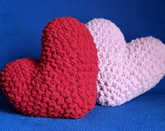 Crocheted Plush Heart Pillows