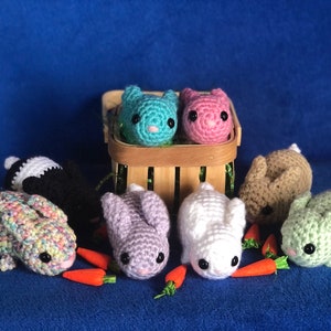 Crocheted Baby Bunny With A Crocheted Carrot, Available In 9 Colors