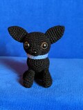 Crocheted Dog, Black Colored Chihuahua Named Alvin/With A Crocheted  Blue Ball