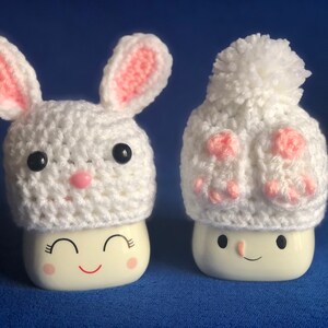 Crocheted Bunny, 2 Piece Marshmallow Mug Toppers