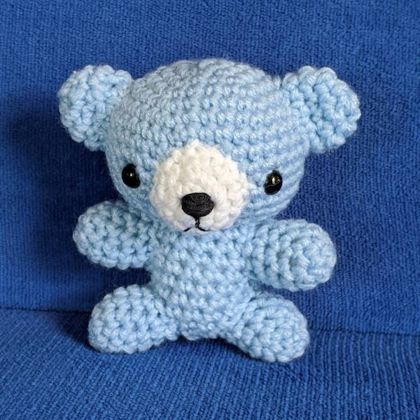 Crocheted Tiny Teddy Bear, Light  Blue