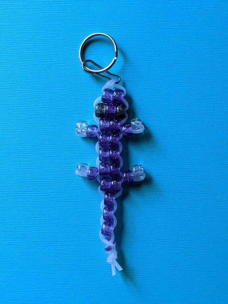 Mini Lizards-Glitter Colored Keyrings deep purple glitter