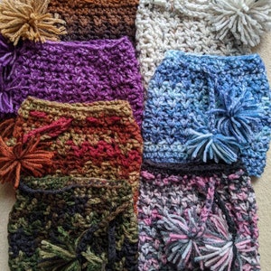 Crocheted Dog Snood With Pom Poms, Small, Medium, And Large Size