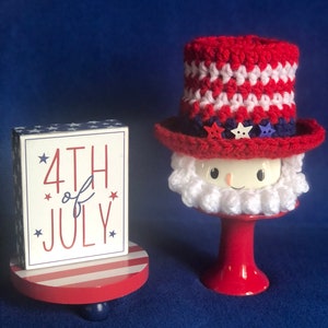 Crocheted Marshmallow Mug Hat-Patriotic, &quot;Uncle Sam&quot;