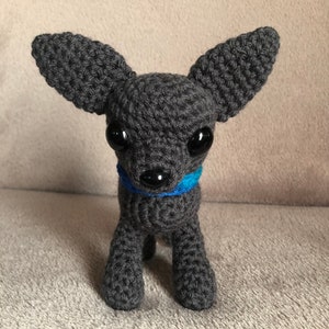 Crocheted Dog, Blue Chihuahua, Male Dog Named Nikko/With A Crocheted Blue Ball
