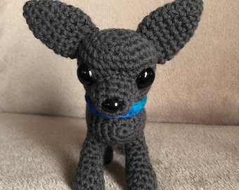 Crocheted Chihuahua Dog: Handmade Blue Nikko with Ball