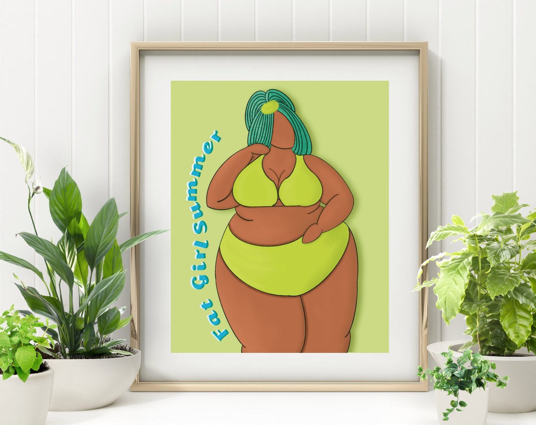 Lime Bikini Fat Girl Bikini Art Print Plus Size Art Curvy Etsy Singapore