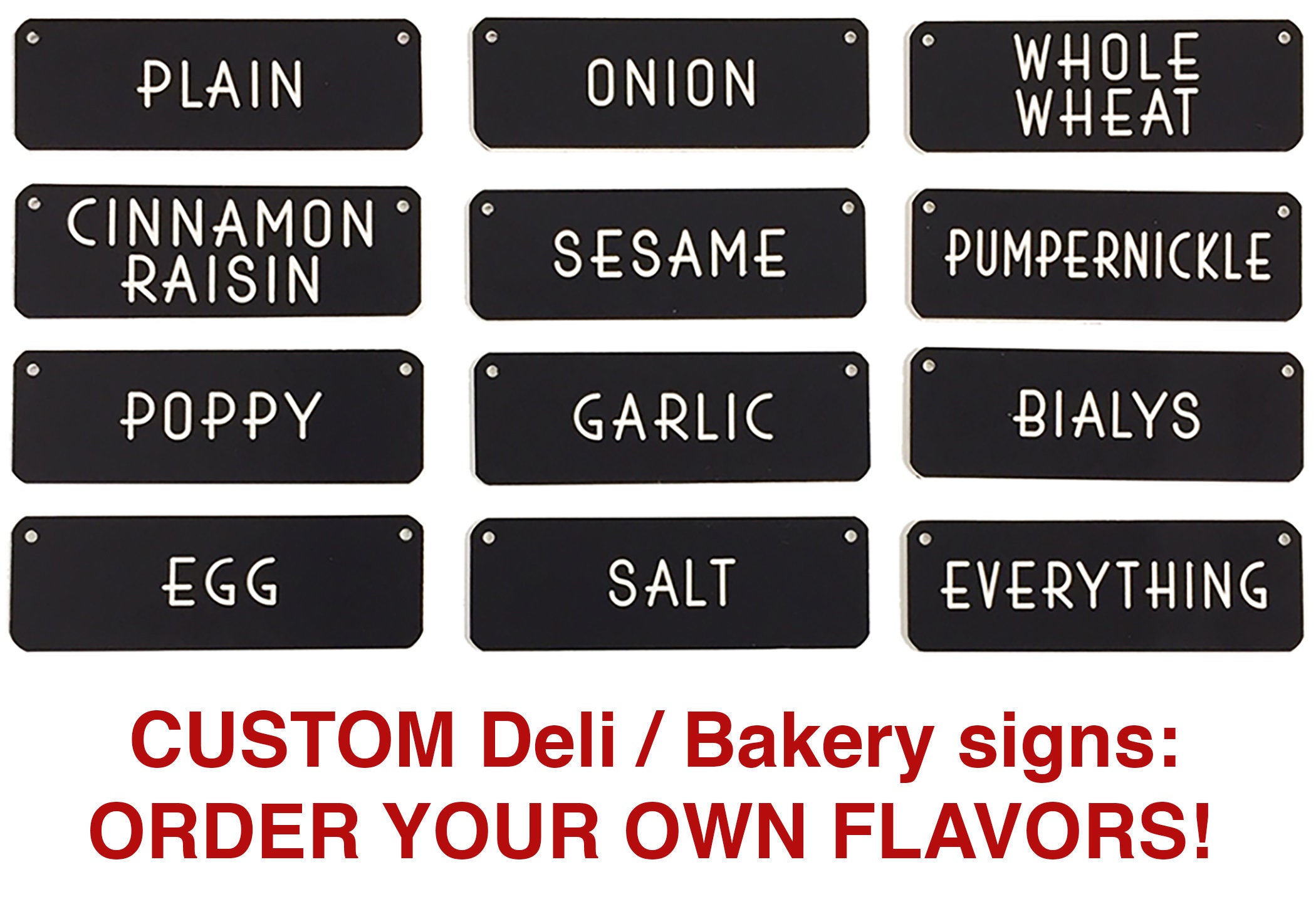 Custom Engraved Plastic Professional BAGEL Deli / Bakery Signs- YOUR ...
