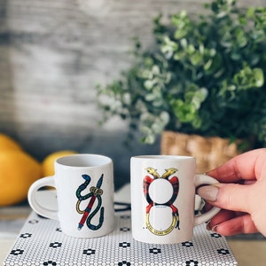 Ensemble de tasses à expresso italiennes Scopa Cards, cartes à jouer Sword and Coin Ace, 3 oz  tasses à expresso en céramique