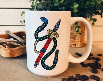 Scopa Ace of Swords Coffee Mug: Italian Playing Card Design (15 oz)