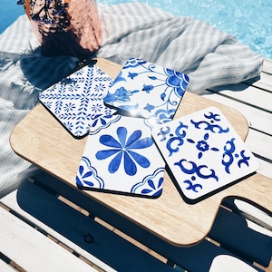 Santorini Blue Tile Coasters, Mediterranean Coasters, Blue and White  Coasters, Greek Coasters 