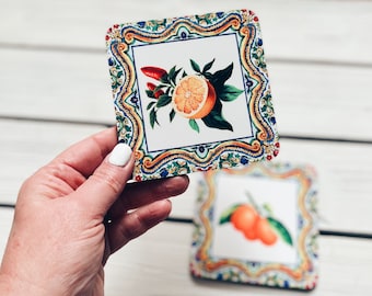 Calabrian Chili Pepper Coasters: Mediterranean Kitchen Decor, Set of 4