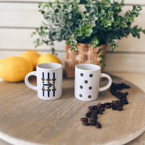 Conjunto de xícaras de café expresso com cartas Scopa italianas, cartas de baralho de espada e moeda, xícaras de café expresso de cerâmica de 3 oz