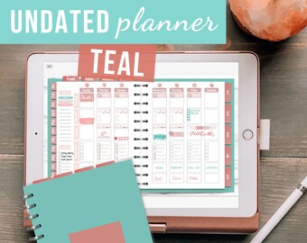 TEAL/PINK Undated Monthly & Weekly Digital Planner