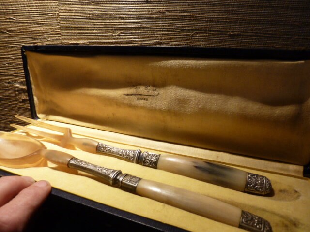 Coffret Service A Salade Manche en Corne Xix Eme