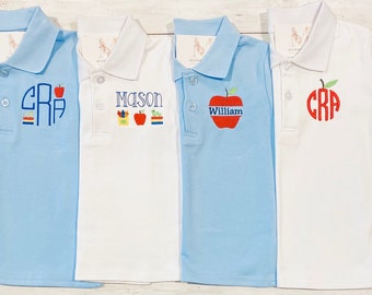 Boys Back to School Polos and Shorts, Personalized Back to School Shirt, Monogrammed Back to School Shirt, Customized Back to School Clothes