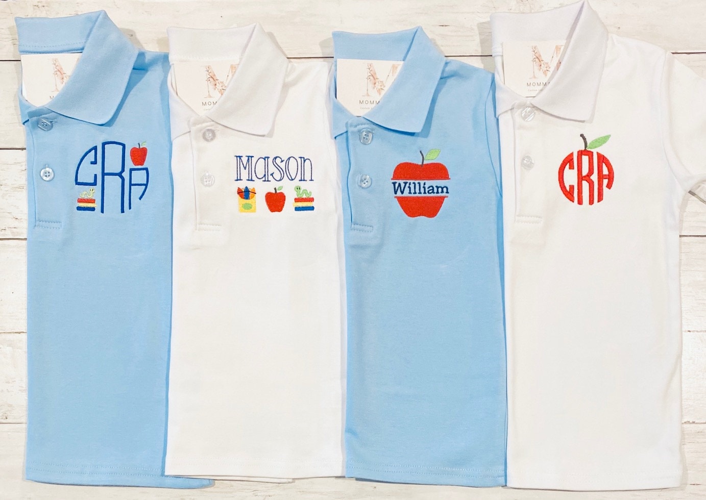 Embroidered Stacked Monogram Polo Shirt • School Uniform