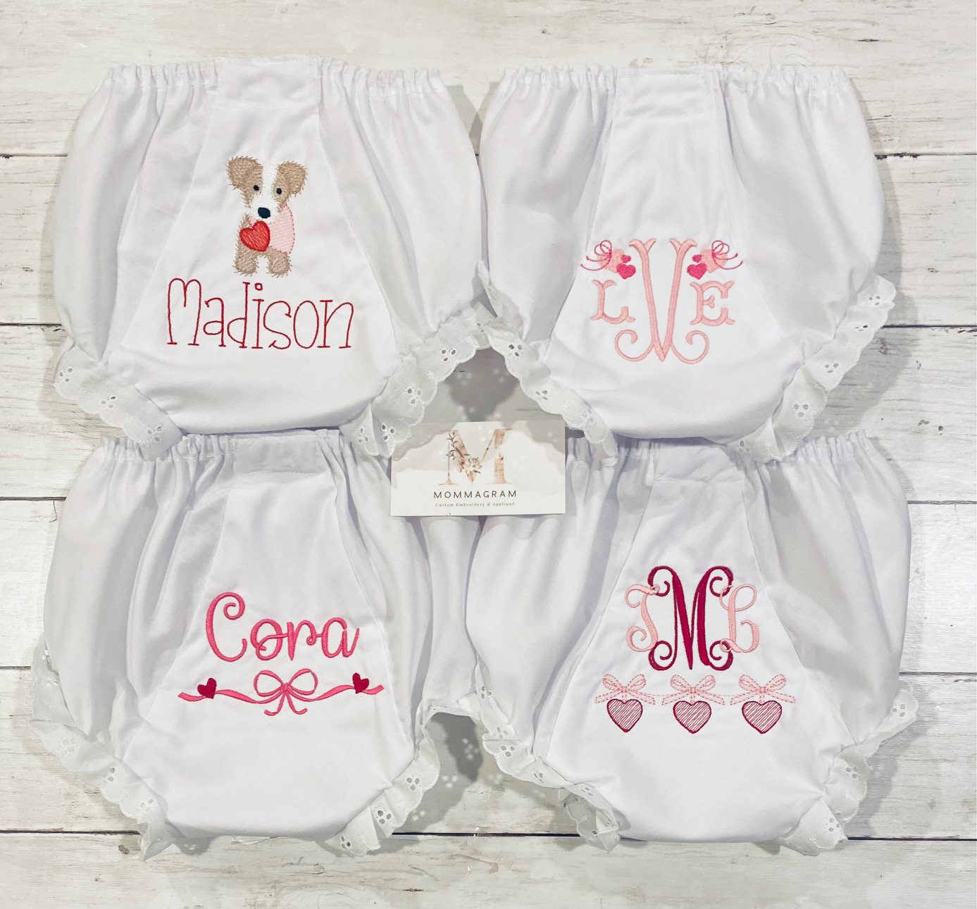 Heart bloomers, Heart diaper covers, Personalized Bloomers, Monogrammed Diaper Covers, Customized Baby Gift, Valentine's Day