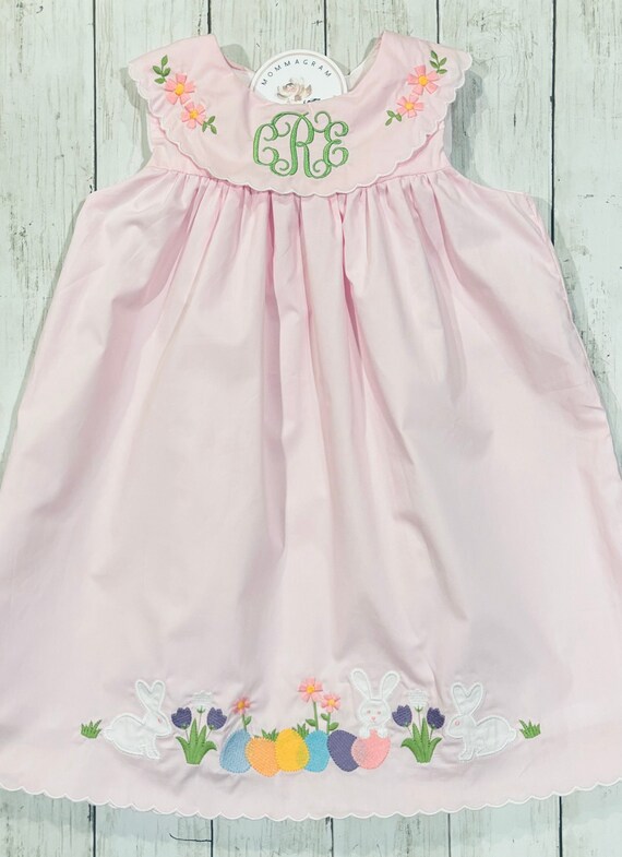 Personalized Easter Dress Monogrammed Easter Dress Customized Easter Dress Bunny Dress Spring Dress Easter Outfit Girl Gift Etsy