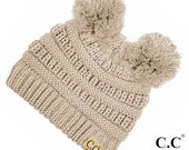 CC Baby Double Pom Beanie Hat quot The Original quot Knit Slouchy Beanie - BABY-847