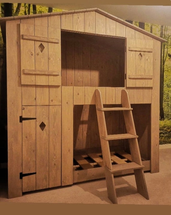 Handmade Cabin Tree House Bunk Bed With 