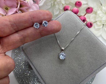 Sterling Silver Crystal Jewellery Set, Clear Crystal Jewellery Set, Necklace and Earrings, Jewellery Gift, Silver Jewellery Set, Gift