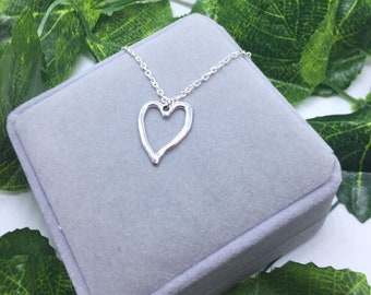 Silver Heart Pendant Necklace,Heart Necklace,Necklaces for Women,Heart Pendant Necklace,Silver Heart Pendant,Heart Jewelry,Valentines Gift