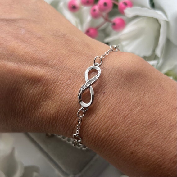 Sterling Silver 925 Infinity Bracelet, Silver Infinity Bracelet