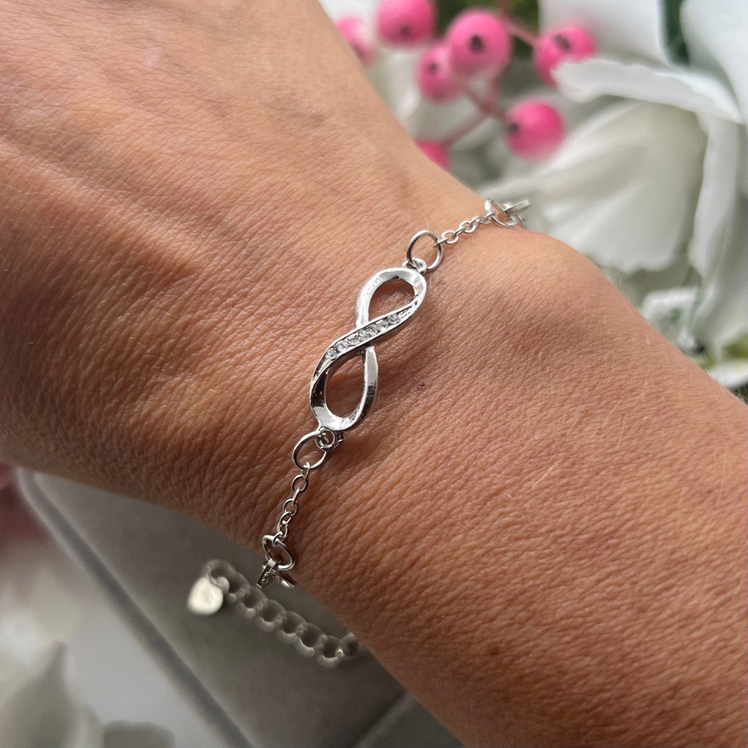 Sterling Silver 925 Infinity Bracelet, Silver Infinity Bracelet