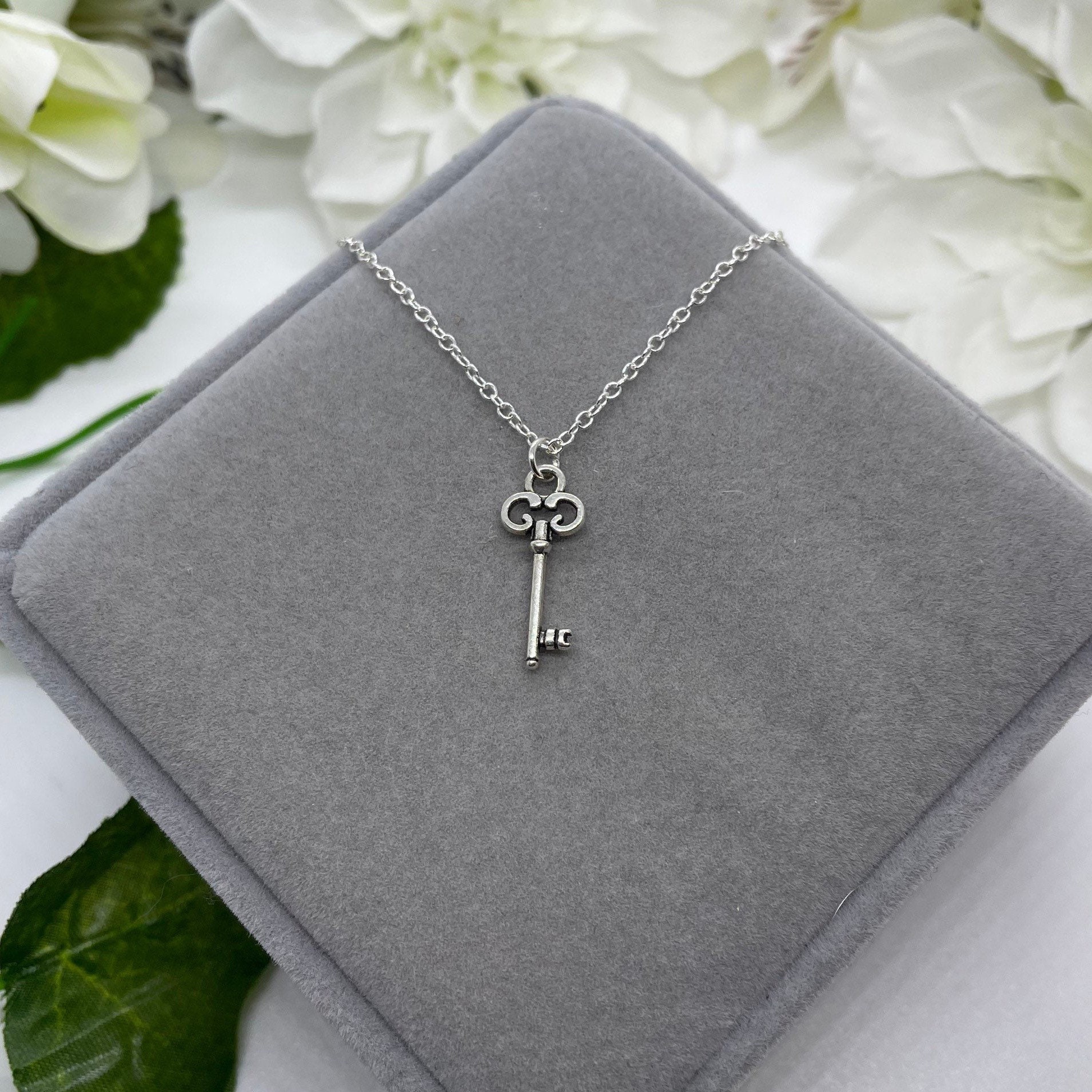 silver key necklace