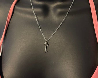 Silver Key Pendant Necklace, Silver Key Necklace, Necklaces