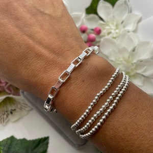 Sterling Silver 925 Chain Bracelet, Chunky Chain Bracelet, Silver Bracelet, Bracelets for Women, Gift for Her, 925