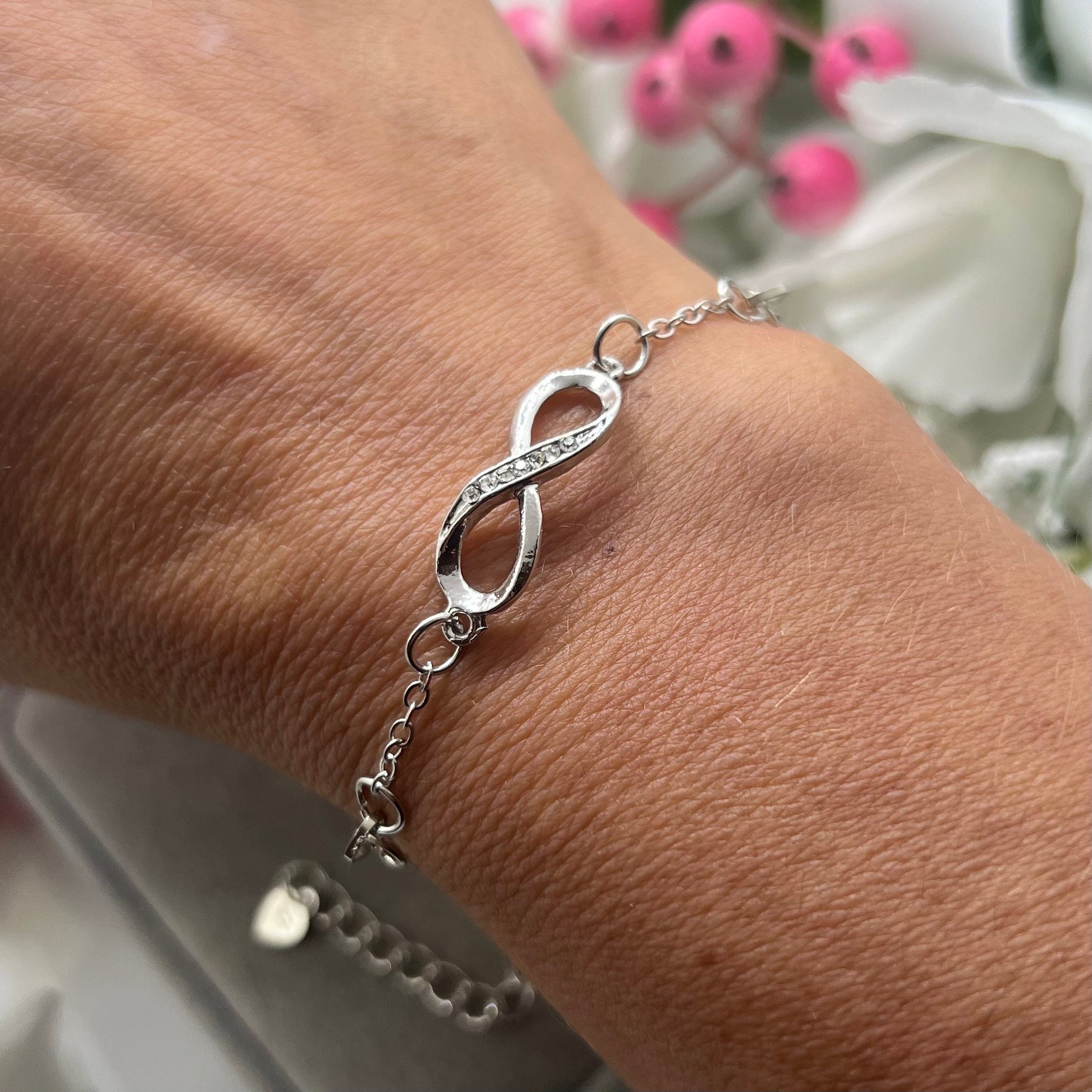 Sterling Silver 925 Infinity Bracelet, Silver Infinity Bracelet